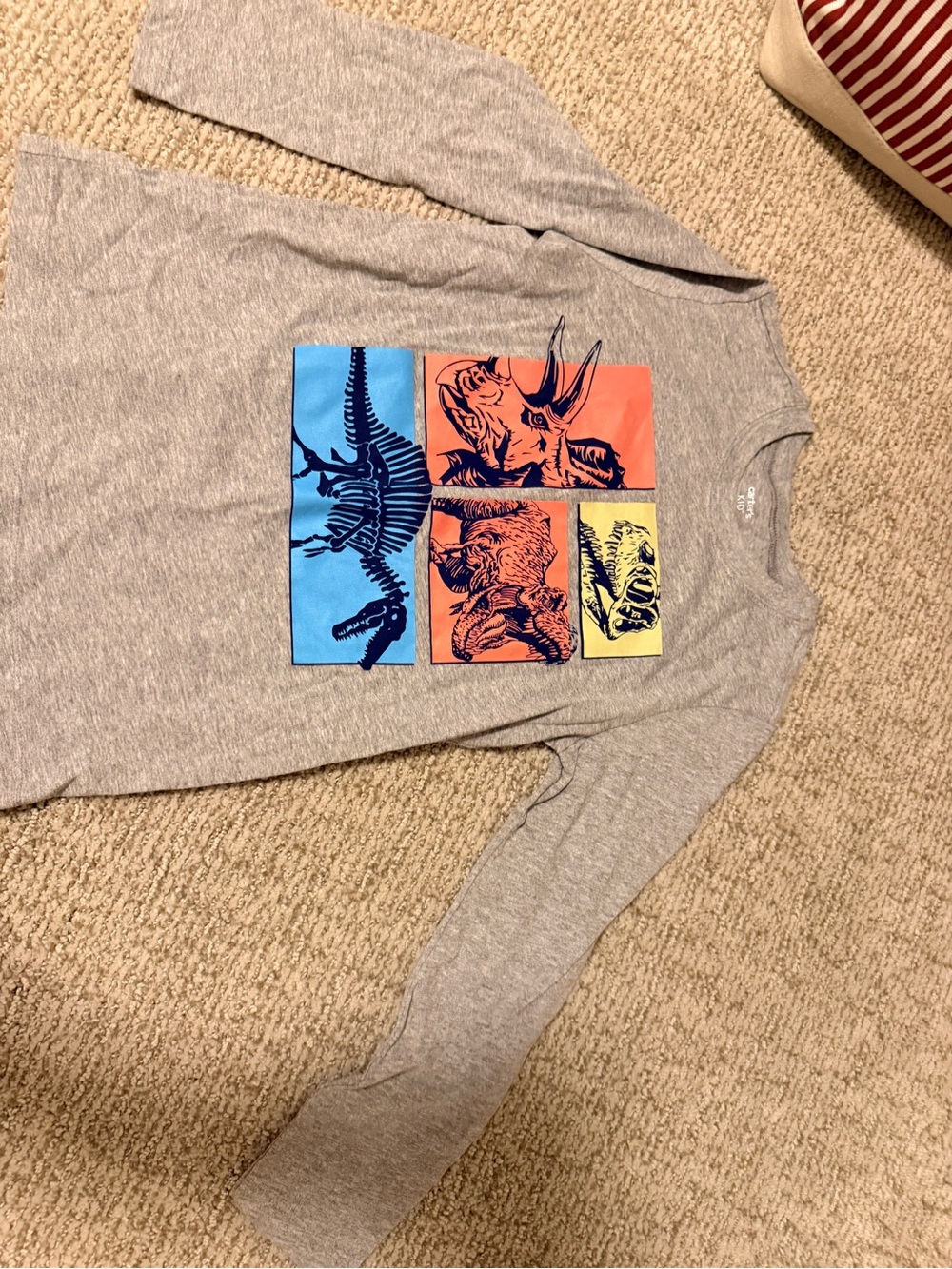 Carter's Gray Long-Sleeve Tee with Color Block Dinosaur Panels